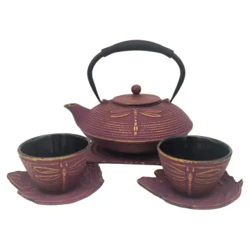 Ensemble théière 0,8l 2 tasses en fonte prune