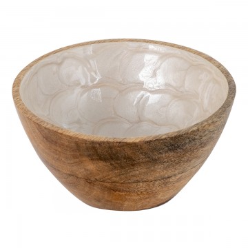 [SG 32757] Bol en bois de manguier nacre blanc en résine petit modèle