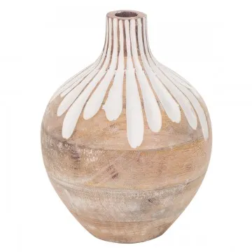 Vase en bois de manguier cérusé blanc