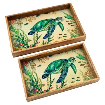 Plateau tortue en bois de manguier et résine  petit modèle