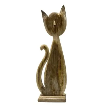 Grand chat en bois de manguier