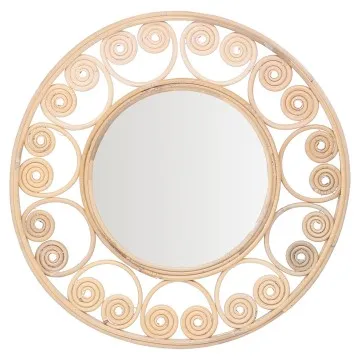 Miroir moyen avec tour en feuille de palmier 40cm de diamètre