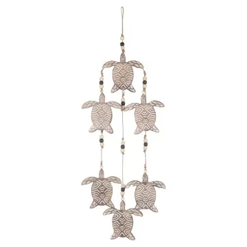 Suspension tortue en bois de manguier cerusé blanc