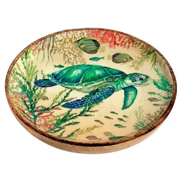 Assiette tortue bois de manguier et résine