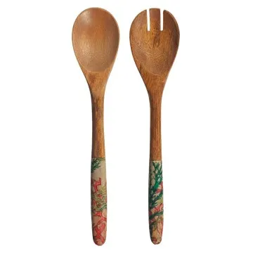 Ensemble cuillère fourchette tortue bois de manguier et résine