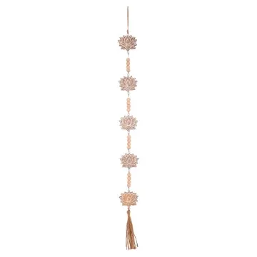 Suspension bois de manguier cérusé blanc fleur de lotus
