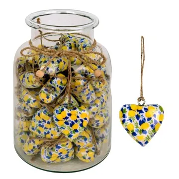Petit coeur bois de manguier motif citron