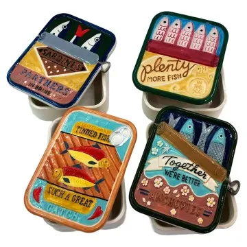 Boite en céramique motif sardine
