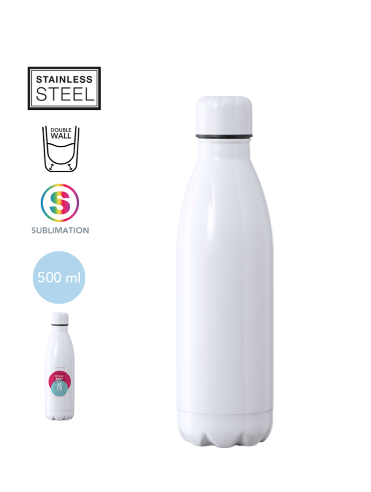 Gourde isotherme 500ml forme standart avec impression couleur au choix