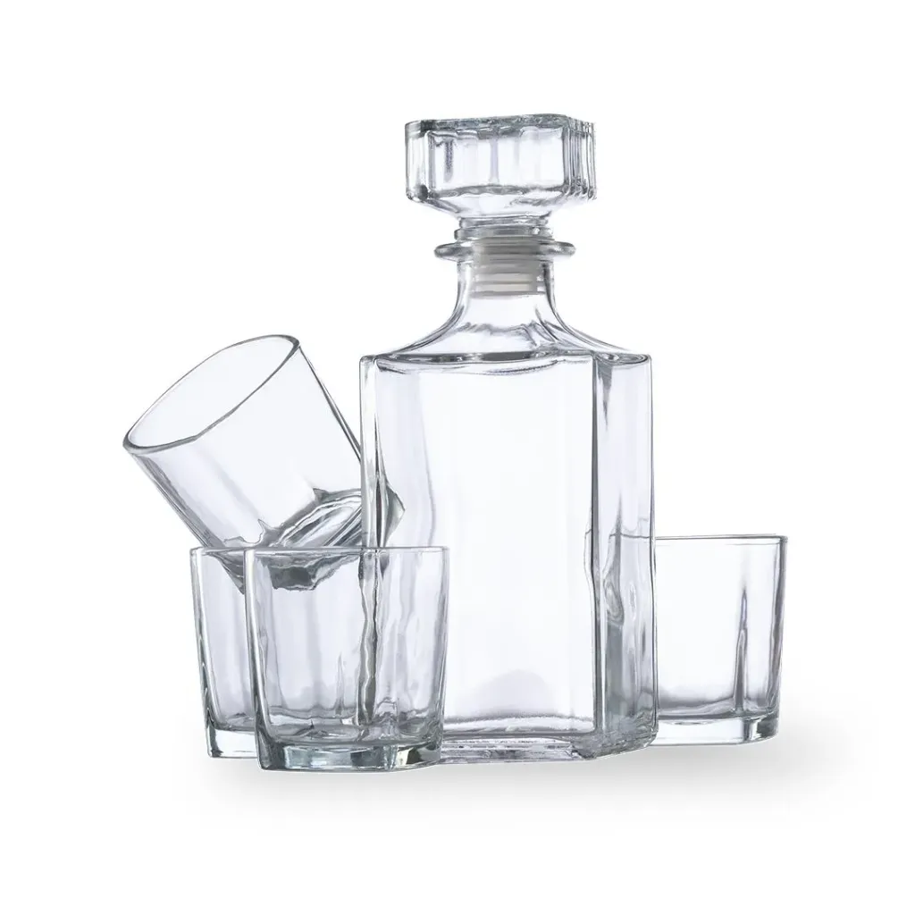 Set whisky ou rhum avec carafe et 4 verres avec impression en couleur
