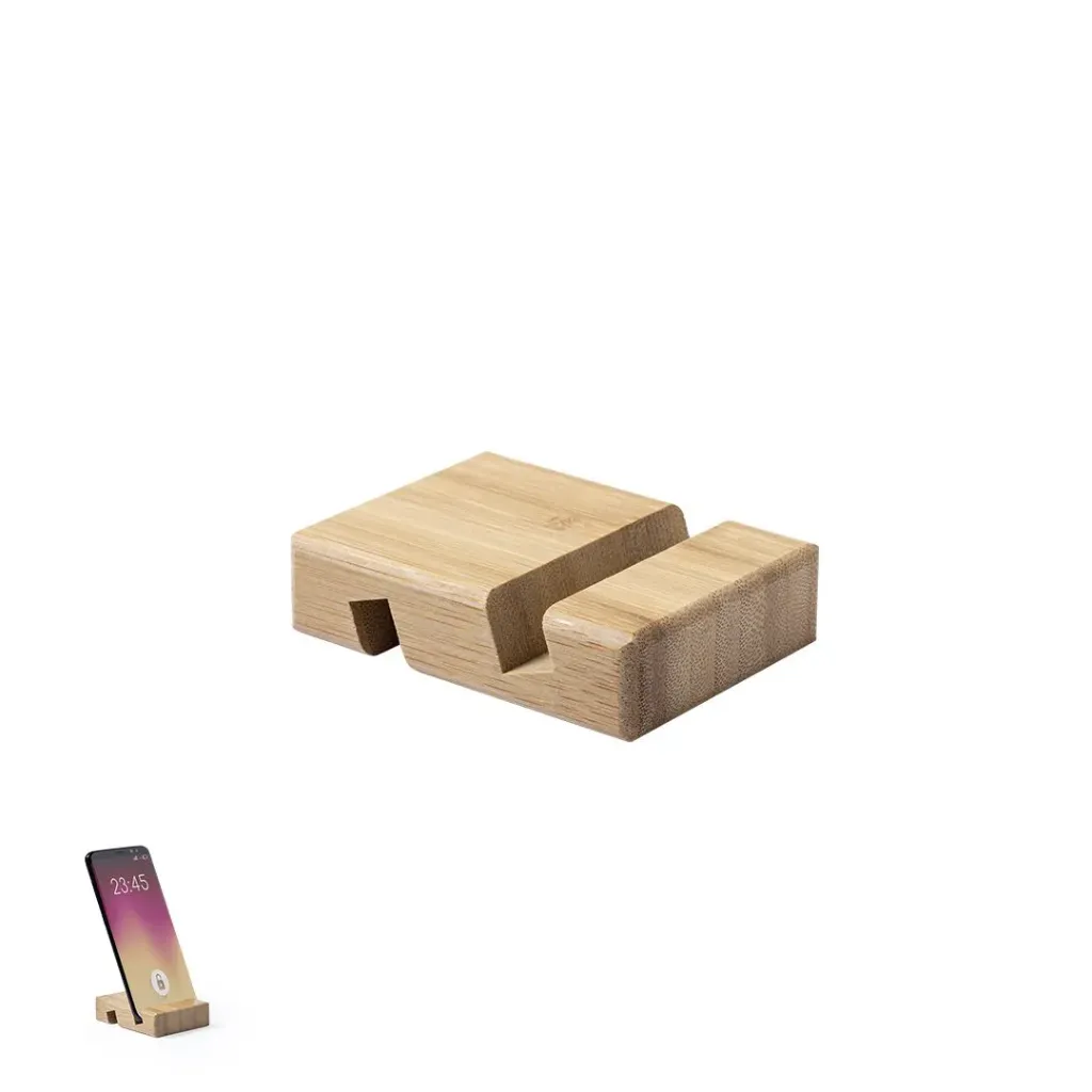 Support de téléphone double face en bambou avec impression en couleur au choix