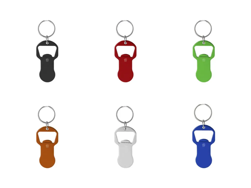 Porte clé jeton et décapsuleur avec impression en couleur au choix