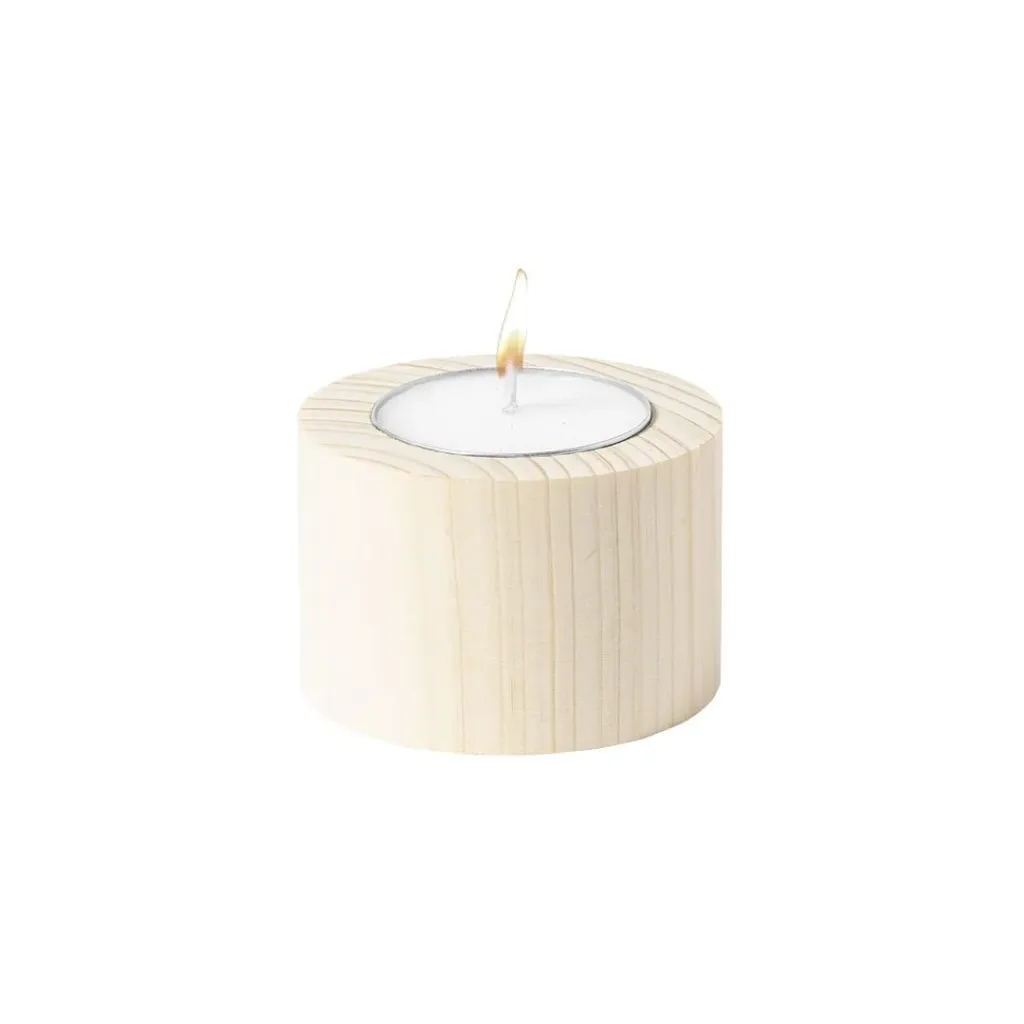 Support bougie chauffe plat ronde en bambou avec impression au choix