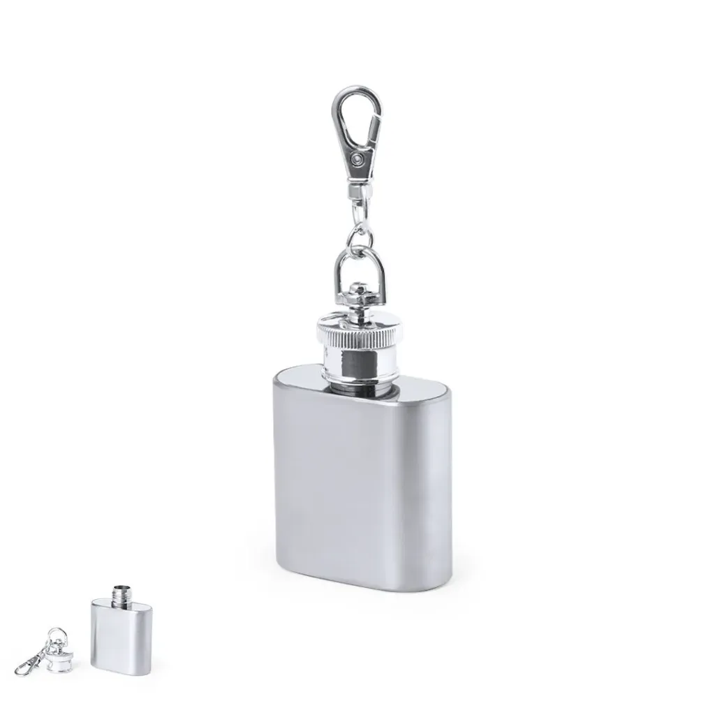 Porte clé petite flasque 30ml avec impression au choix