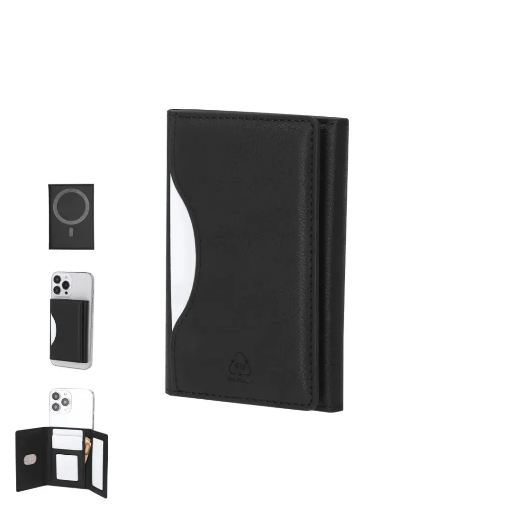 Porte carte noir avec fixation magnétique, impression au choix