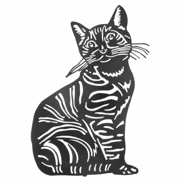 Chat assis en métal noir