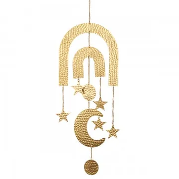 Pendant lune étoiles dorées