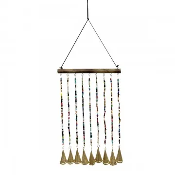 Pendant perles et cloches dorées