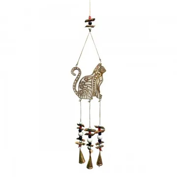 Pendant chat perles et clochettes