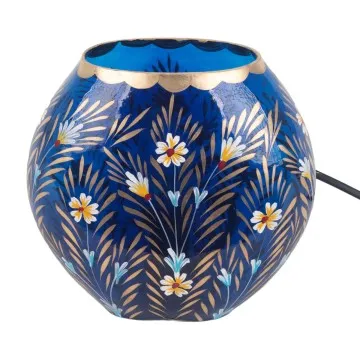 Lampe en verre bleu peint