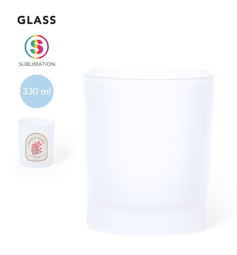 Gobelet en verre givré avec impression au choix