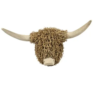 Tête de taureau murale en bois