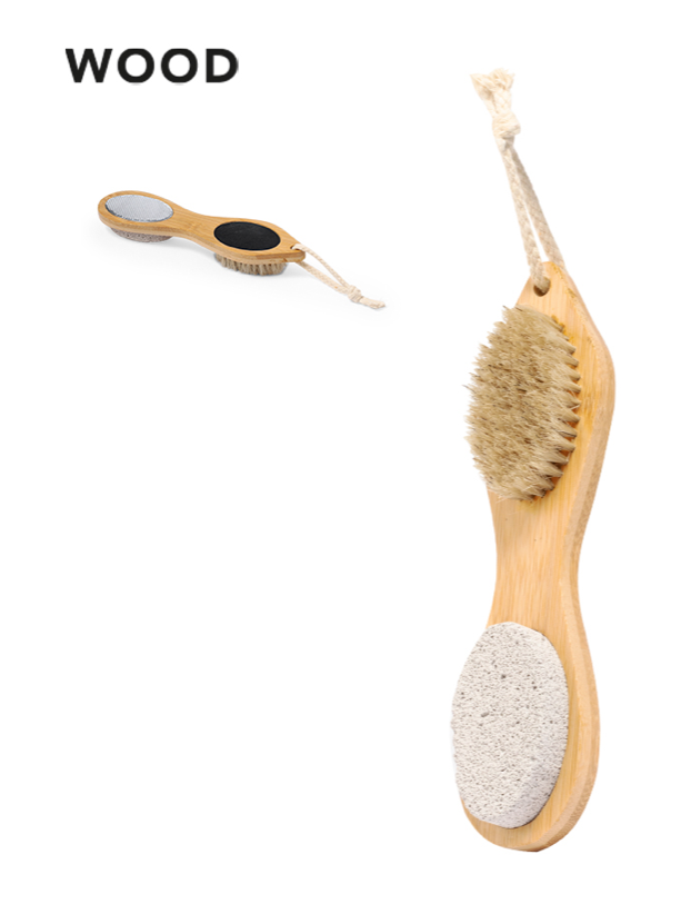 [M 20544] Brosse exfoliante et râpe pour les pieds base en bambou