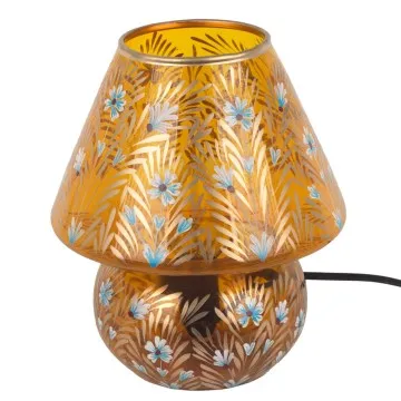 Lampe en verre jaune peint