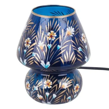 Lampe en verre bleue peint