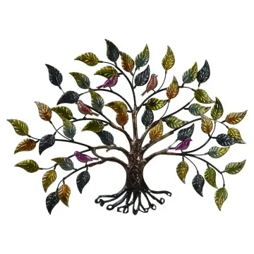 Arbre de vie metal de couleur avec oiseaux