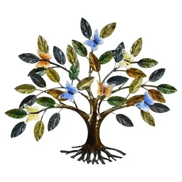 Arbre de vie metal de couleur avec papillons