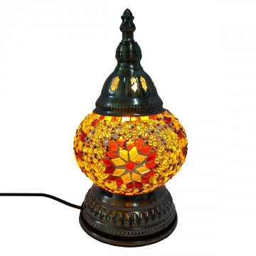 [SG 31504] Lampe mosaïque orange et jaune avec pied métal