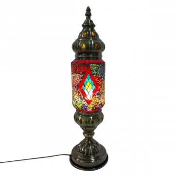 Lampe mosaïque lanterne pied métal