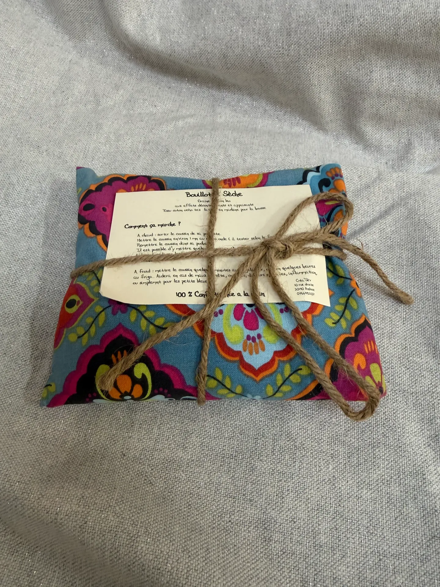 Bouillotte sèche en graines de lin avec housse en coton