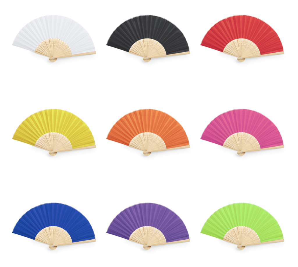 Eventail bois et tissu couleurs aléatoire