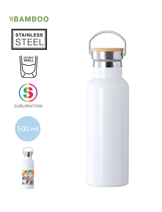 Gourde isotherme 500ml forme bouteille de lait avec impression couleur au choix