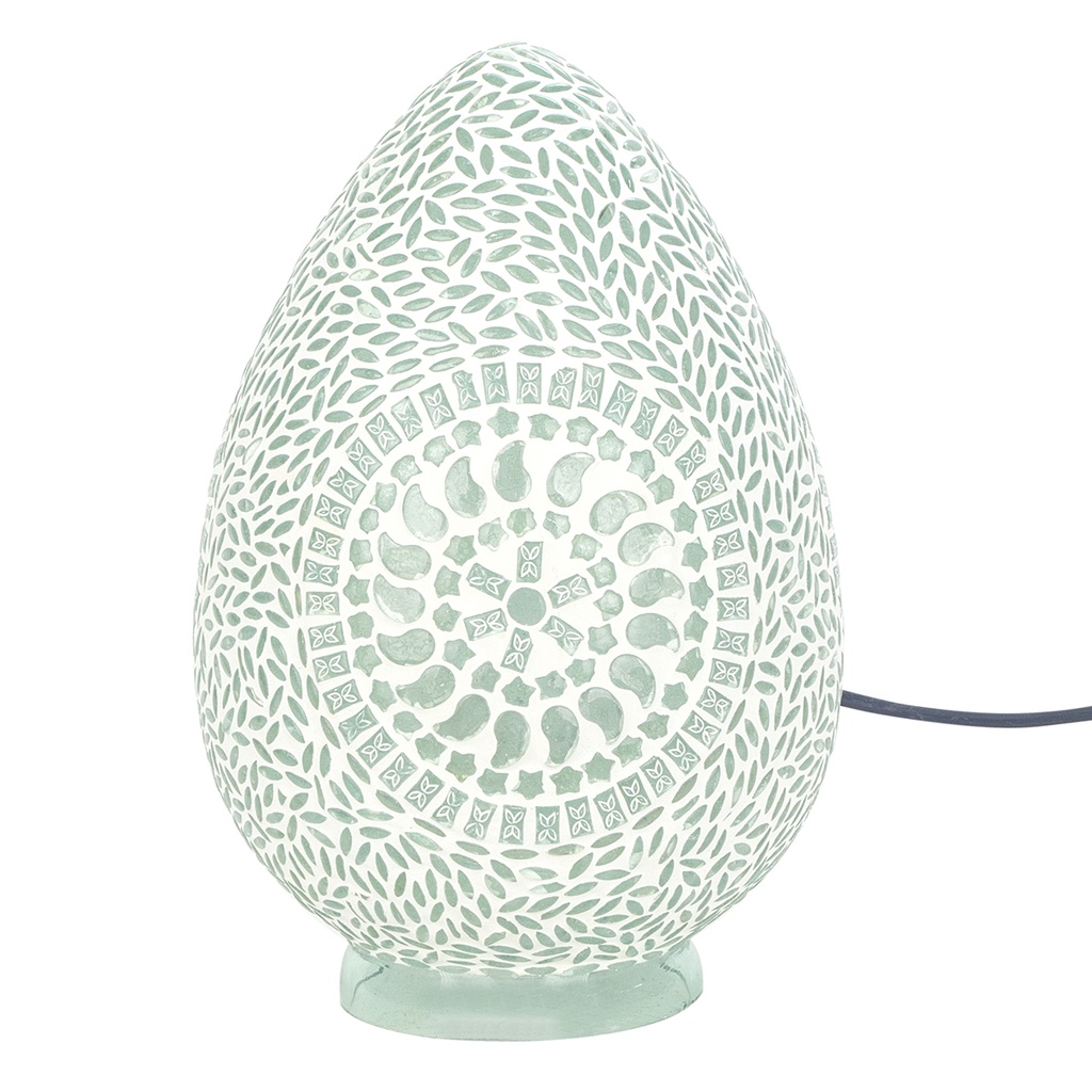 [SG 32378] Lampe mosaïque forme oeuf blanche