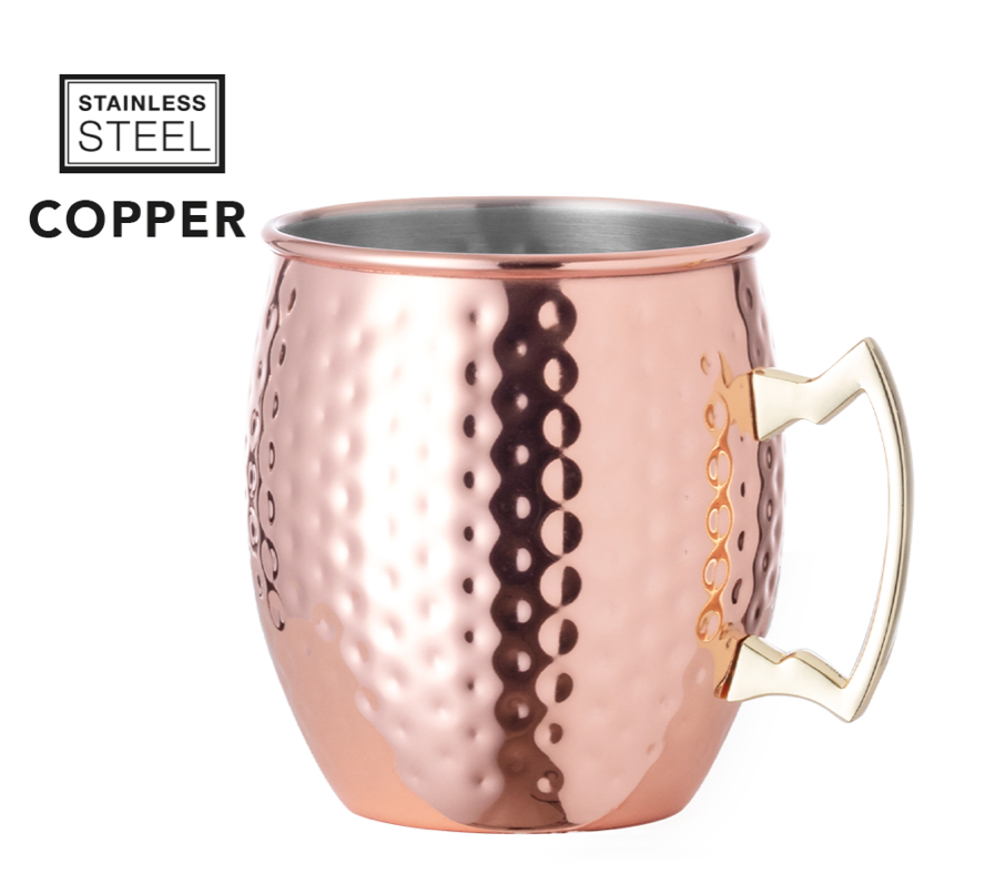 Verre cocktail rose gold et poignée or martelé