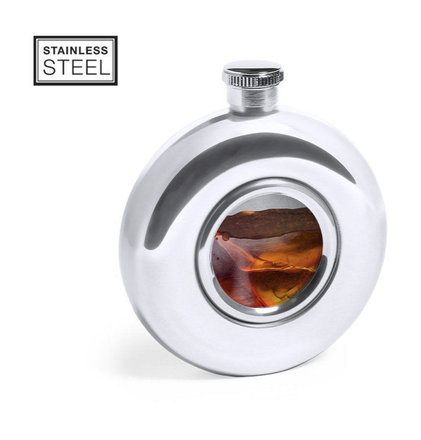 [M 1660] Flasque en métal avec petite fenêtre en verre