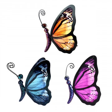 [SG 29930] Photophore papillon base métal ailes en verre grand modèle