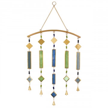 [SG 30838] Décoration murale en métal doré et verre multicolore et formes géométriques longues