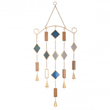 [SG 30845] Décoration murale en métal doré et verre multicolore et formes géometriques