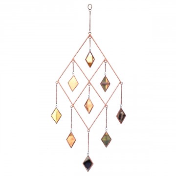 [SG 30850] Décoration murale en métal et miroir forme losange