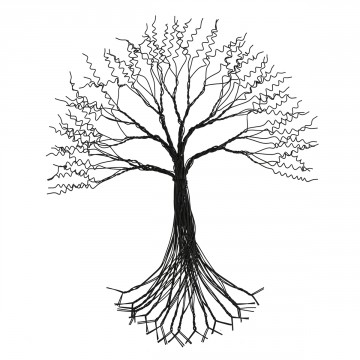Décoration en métal noir Arbre de vie en fil de fer Grand modèle
