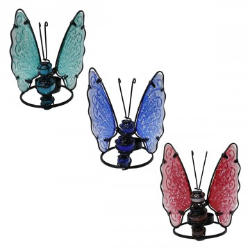 Photophore papillon base métal ailes en verre petit modèle