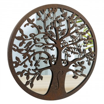 [SG 31251] Décoration murale en métal noir et miroir Arbre de vie diamètre 30cm