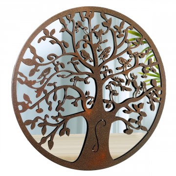 [SG 31252] Décoration murale en métal noir et miroir Arbre de vie diamètre 50cm