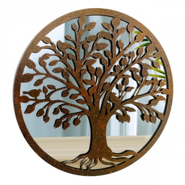 [SG 31254] Décoration murale en métal noir et miroir Arbre de vie diamètre 30cm