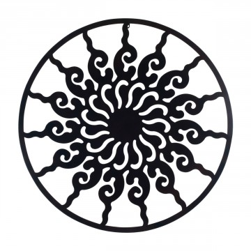 [SG 23115] Décoration murale en métal noir forme soleil diamètre 80cm