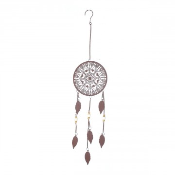 [SG 18394] Décoration murale en métal marron mandala et feuilles